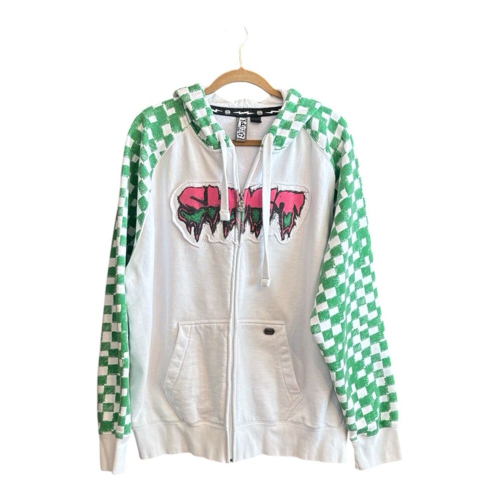 Shift Racing Motocross Zip Hoodie  XXL Green Checkerboard Sleeves BMX Skate